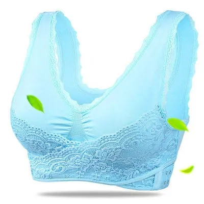 3XL Plus Size Sexy Lace Bralette Solid Cross Side Buckle Bra Brassiere Wireless Push up Bras for Women Lingerie Sleep Underwear