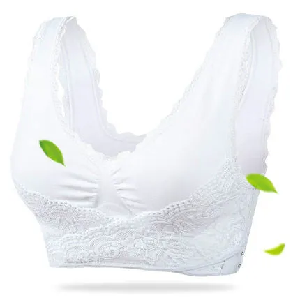 3XL Plus Size Sexy Lace Bralette Solid Cross Side Buckle Bra Brassiere Wireless Push up Bras for Women Lingerie Sleep Underwear