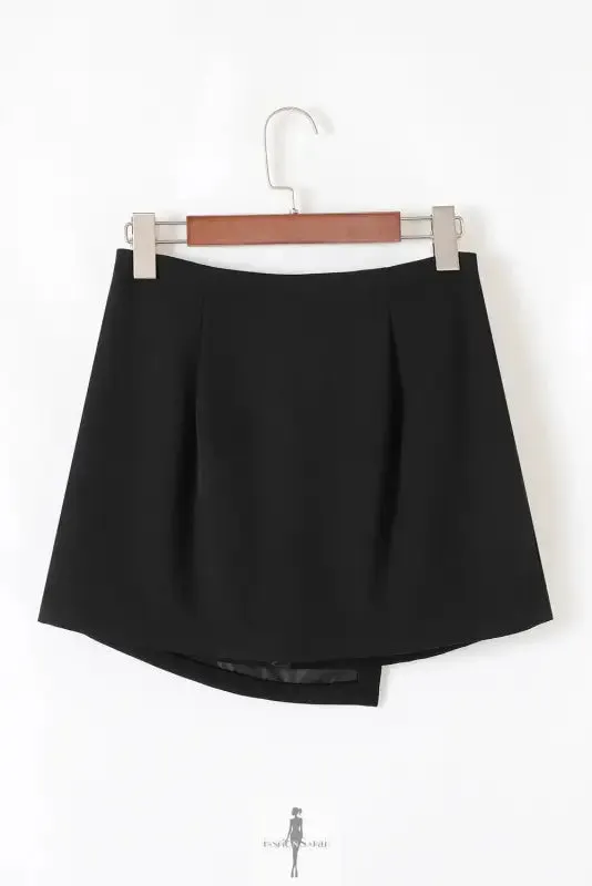 Black Bow Wrap Mini Skirt