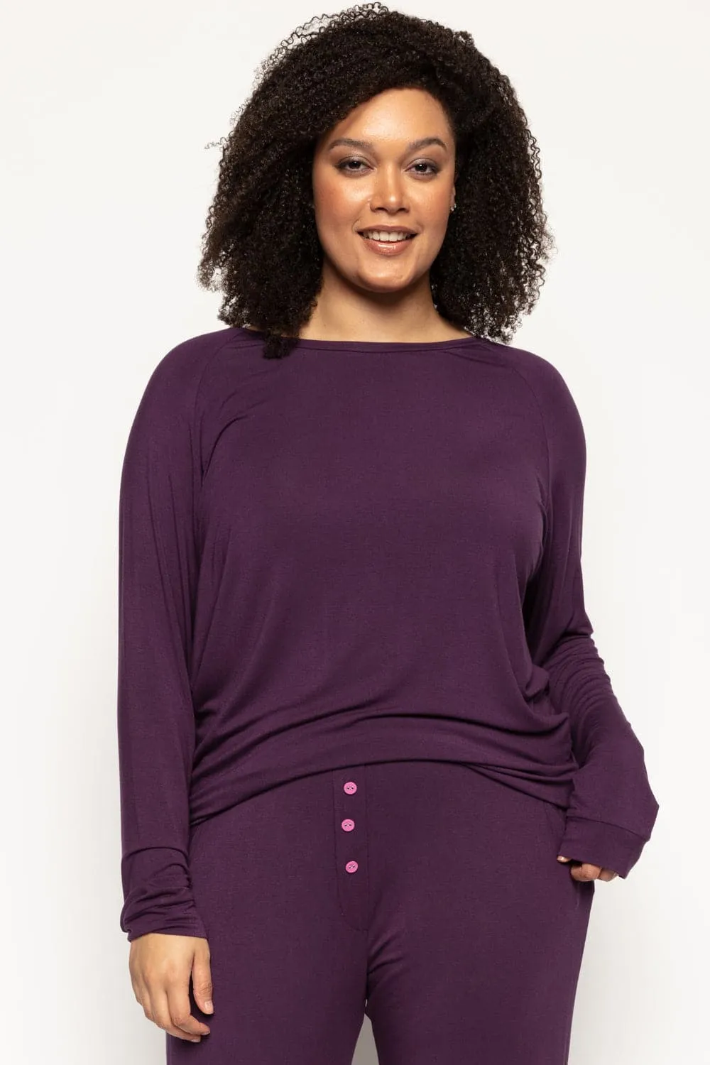 Clarissa Long Sleeve Slouch Jersey Top Purple