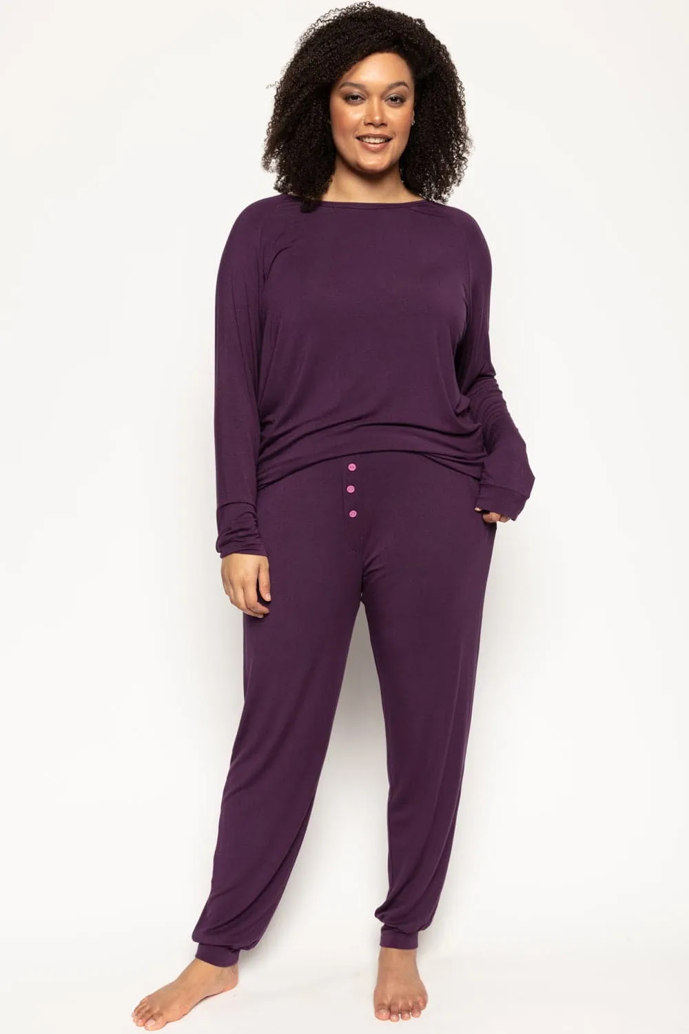 Clarissa Long Sleeve Slouch Jersey Top Purple