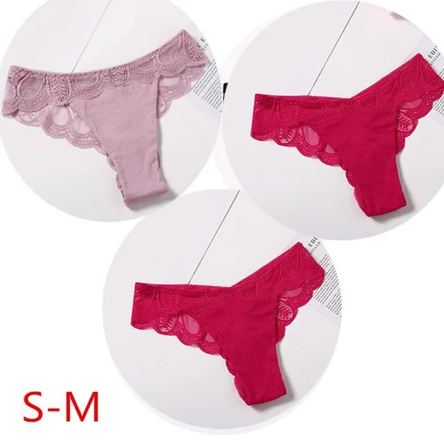 Cotton Thong Panties Sexy G-string Briefs Lace Thongs Women Underwear Panties for Female Girls Ladies Floral Pantys Underpants