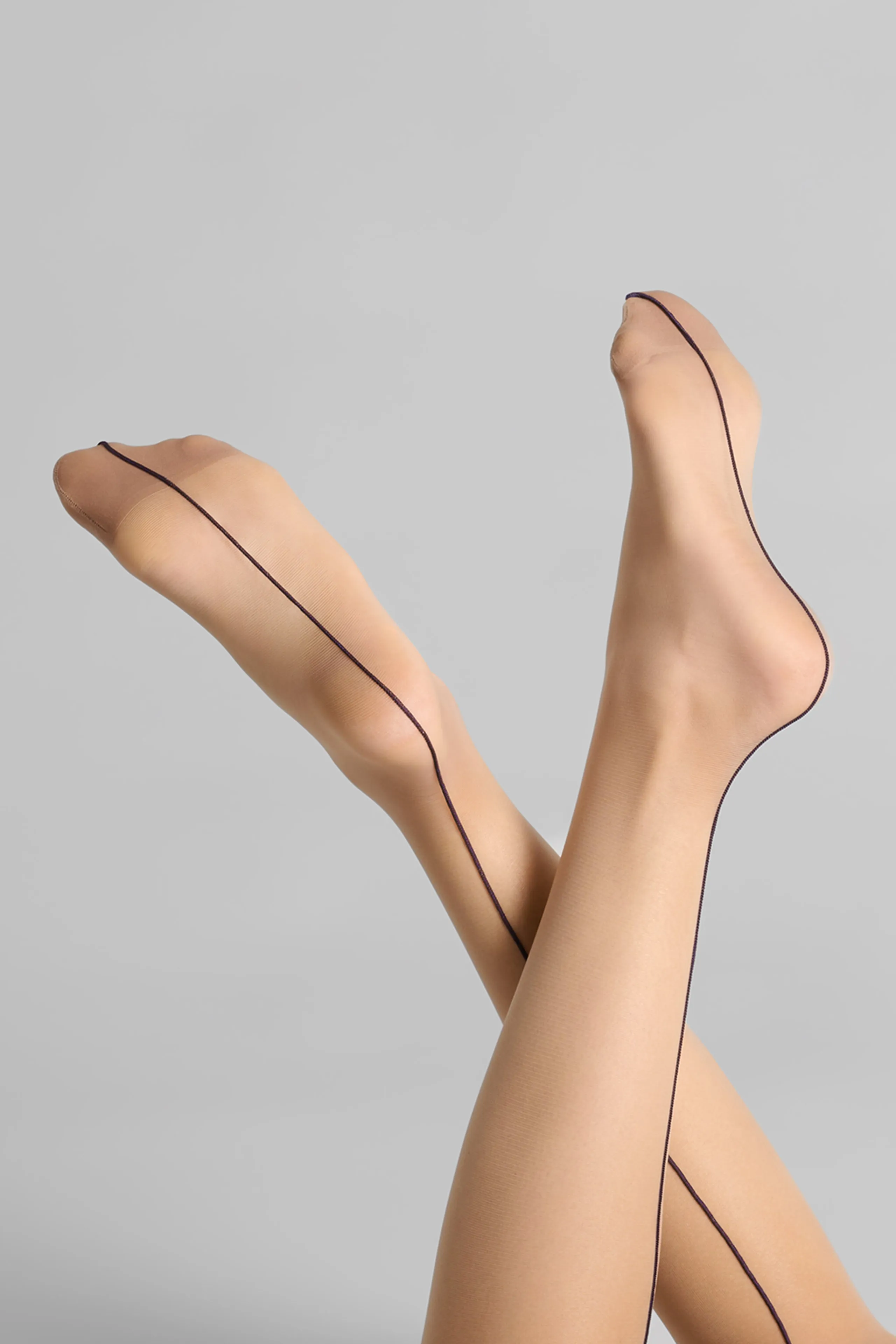 Cut and curled back seamed stockings - 20D - Les Coquetteries