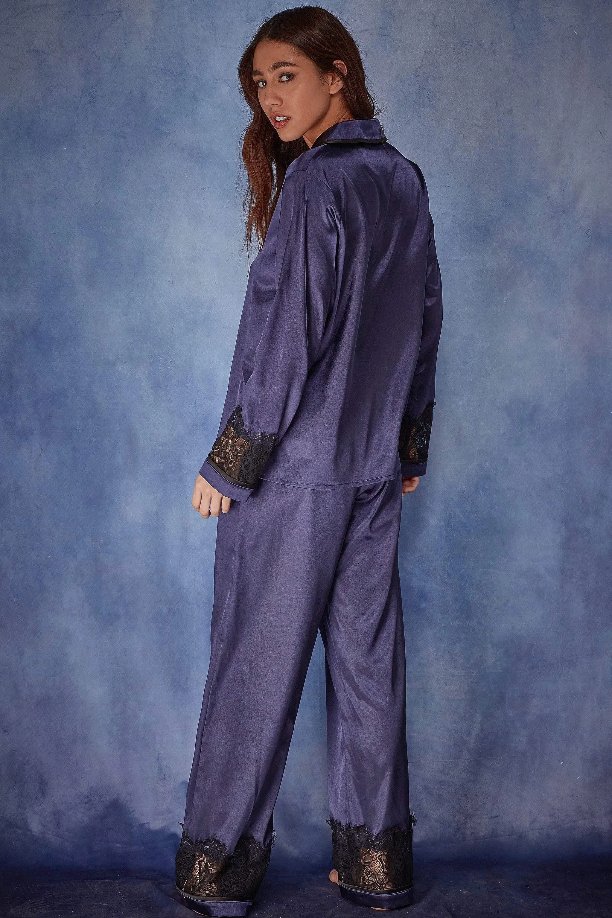 Emmy Satin Lace Trim PJ Set