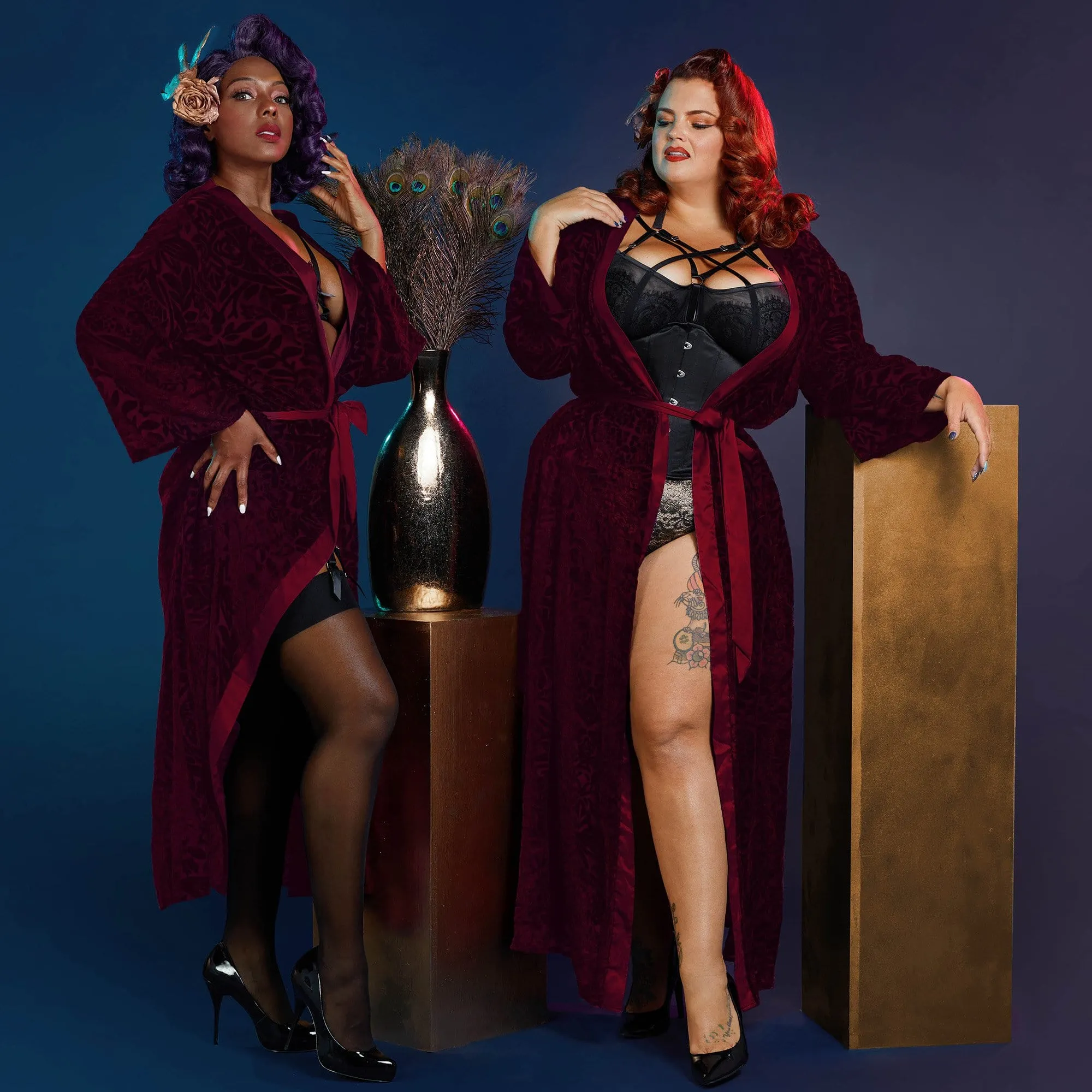 FFFB Wine Devore Gown Curve