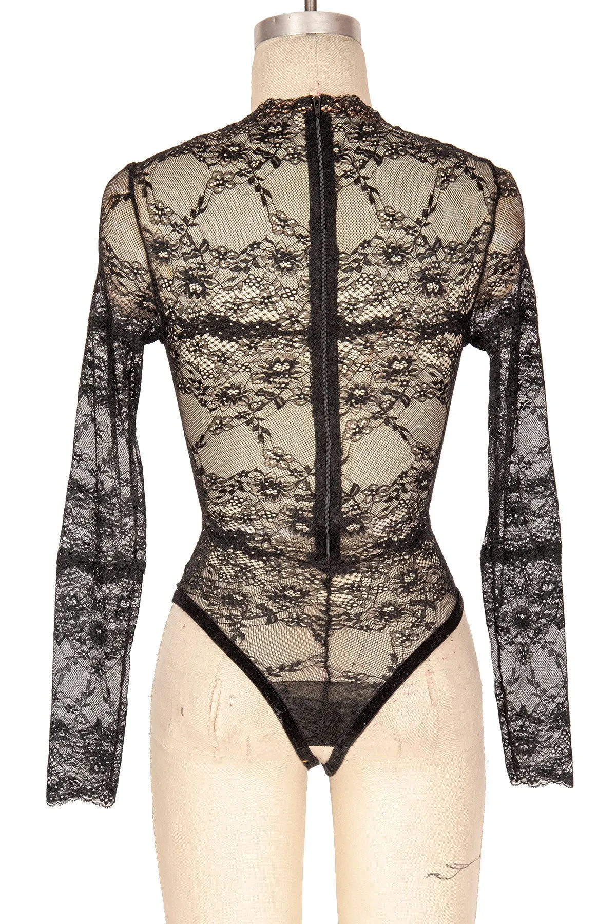 Grace Crotchless Long Sleeve Lace-Up Front Teddy