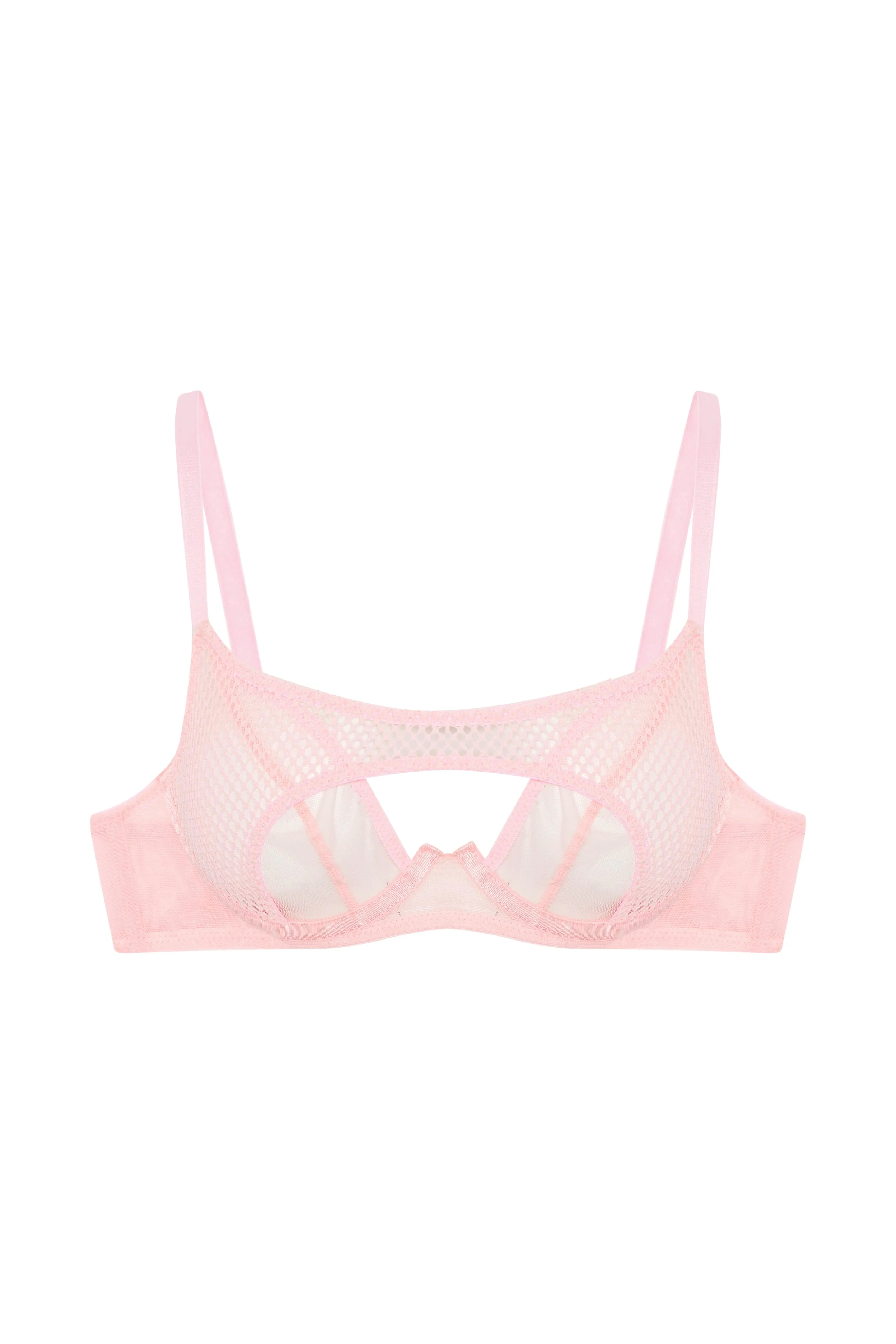 Greta Pink Cut Out Fishnet Bra
