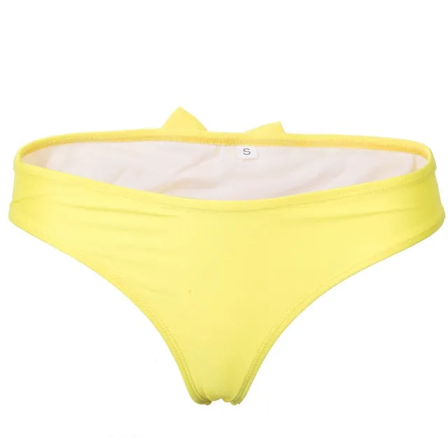 Hot Sale Women Sexy Bow Shape Brazilian Cheeky Bottom Bikini Thong T-back Ruched Briefs Panties Underwear