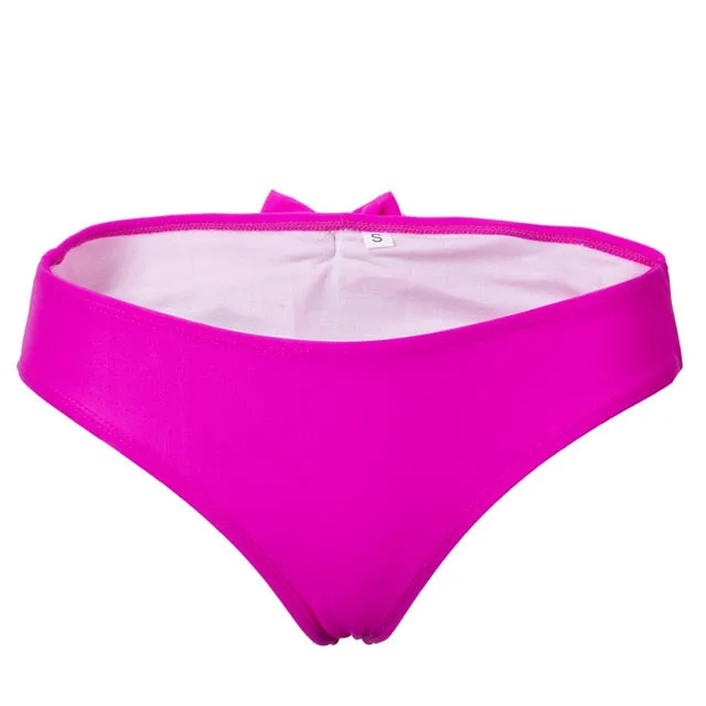 Hot Sale Women Sexy Bow Shape Brazilian Cheeky Bottom Bikini Thong T-back Ruched Briefs Panties Underwear