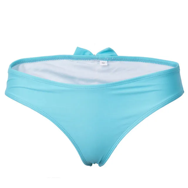 Hot Sale Women Sexy Bow Shape Brazilian Cheeky Bottom Bikini Thong T-back Ruched Briefs Panties Underwear