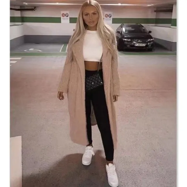 Hot Winter Coat Women 2019 Casual Loose Solid Long Teddy Coat Oversize Vintage Plus Size Thick Faux Fur Jackets Coats White 5XL