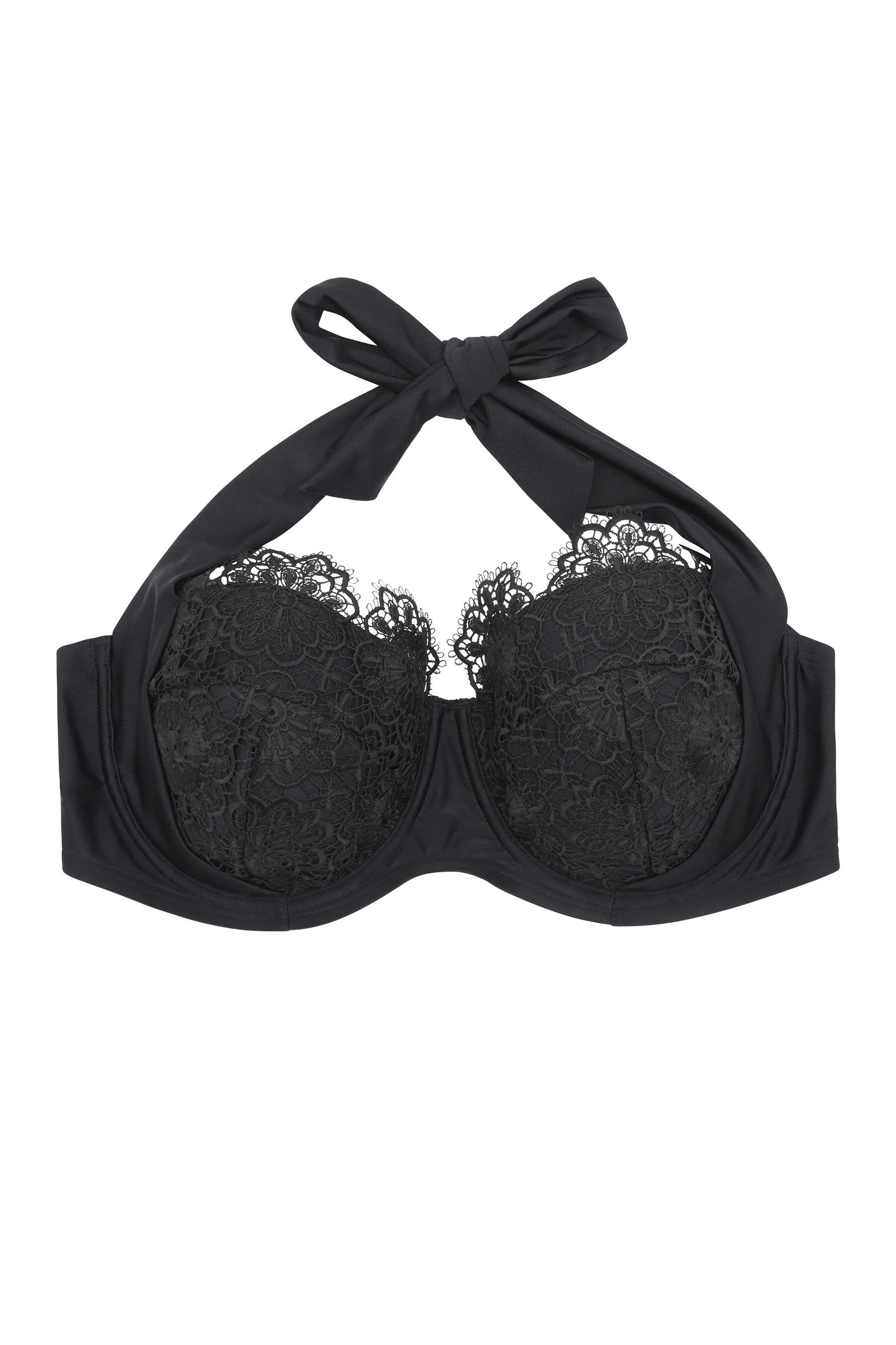 Hunter McGrady Plus Size/Curve Black Balcony Lace Bikini Top