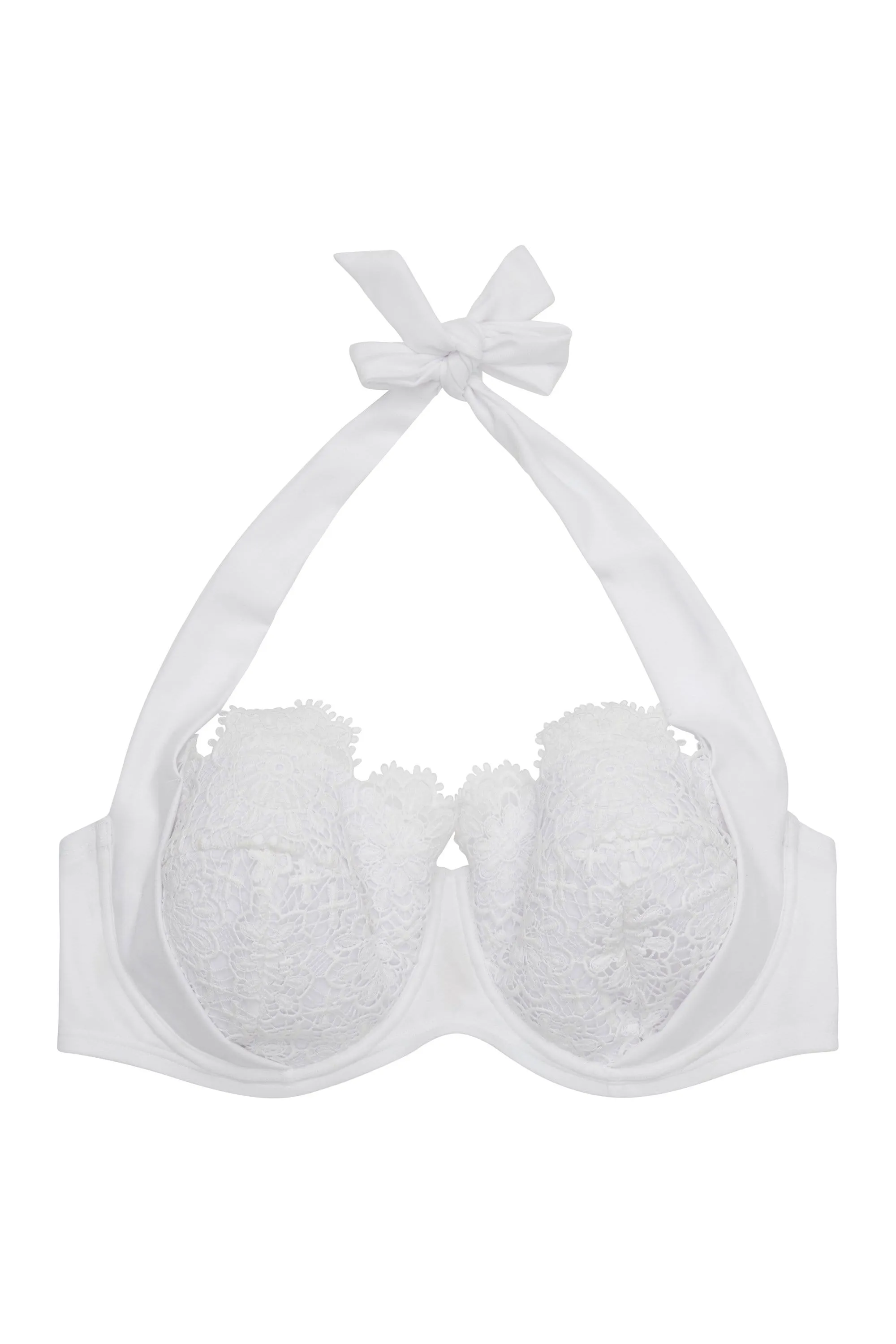 Hunter McGrady Plus Size/Curve White Balcony Lace Bikini Top