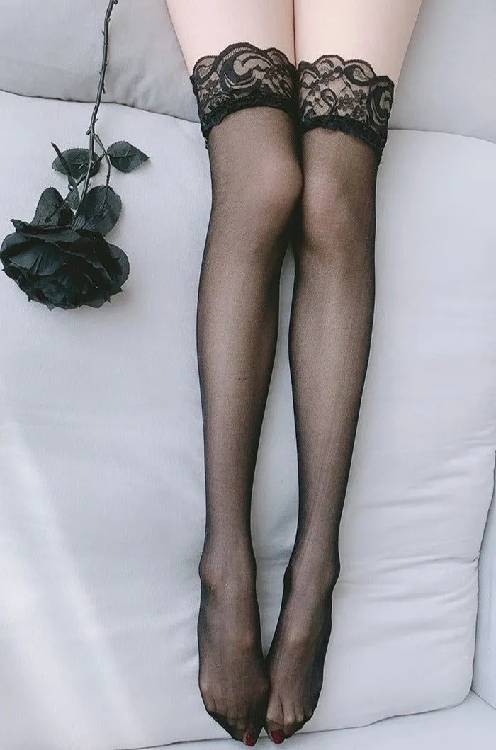 Lace Stocking Black and White Tights