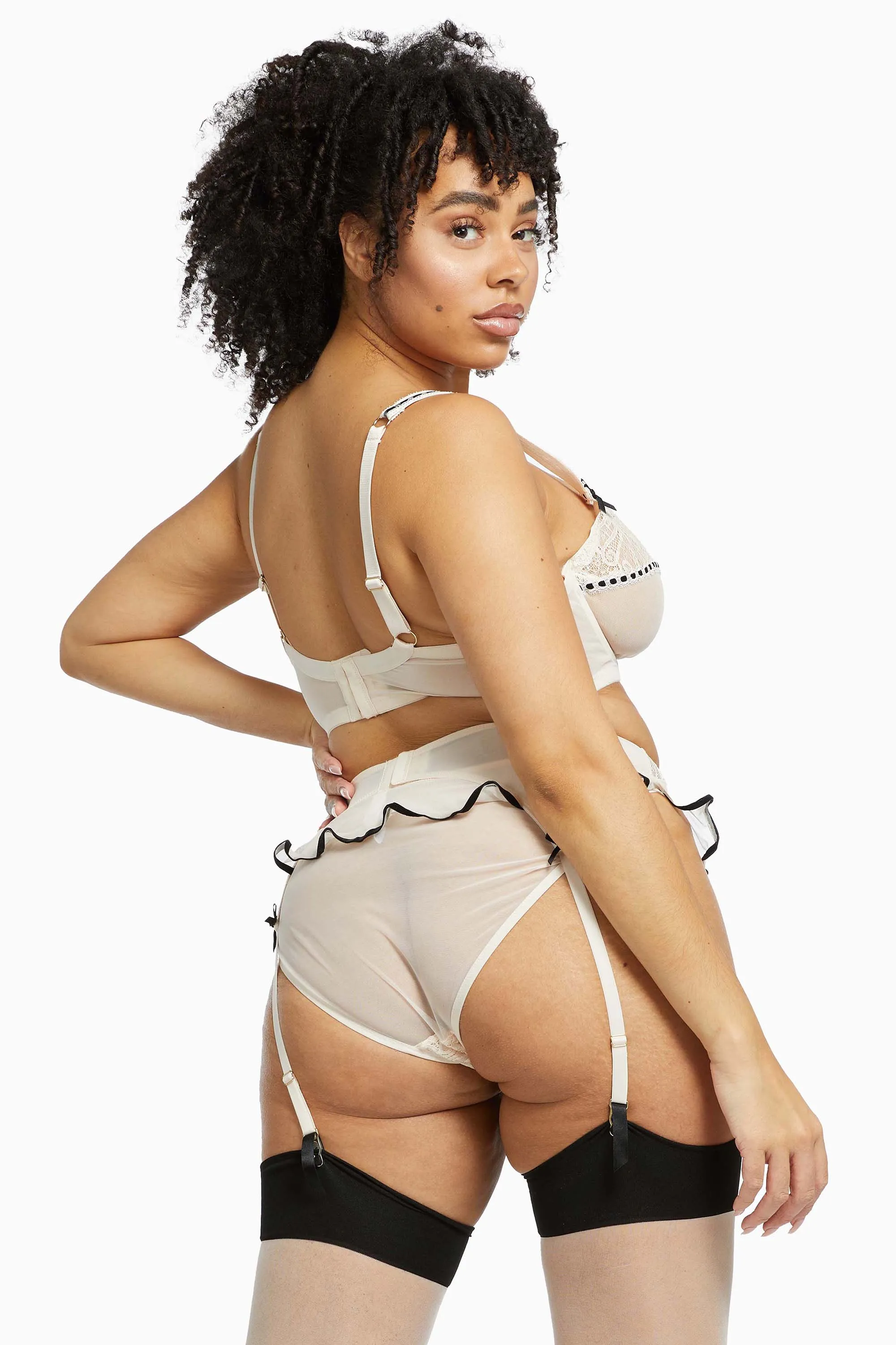 Monica Ribbon Slot Suspender Peach