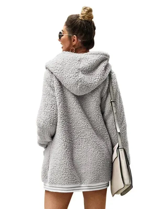 Oversized Hooded Woolen Women's Coat