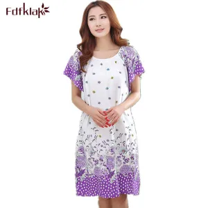 Plus Size Nightgowns For Women 2019 Summer Dressing Gowns Girls Nightshirts Nightdress Cotton And Silk Sleepshirt L-XXL E1082