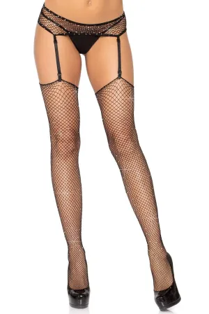 Rhinestone Diamond Net Garterbelt & Stockings
