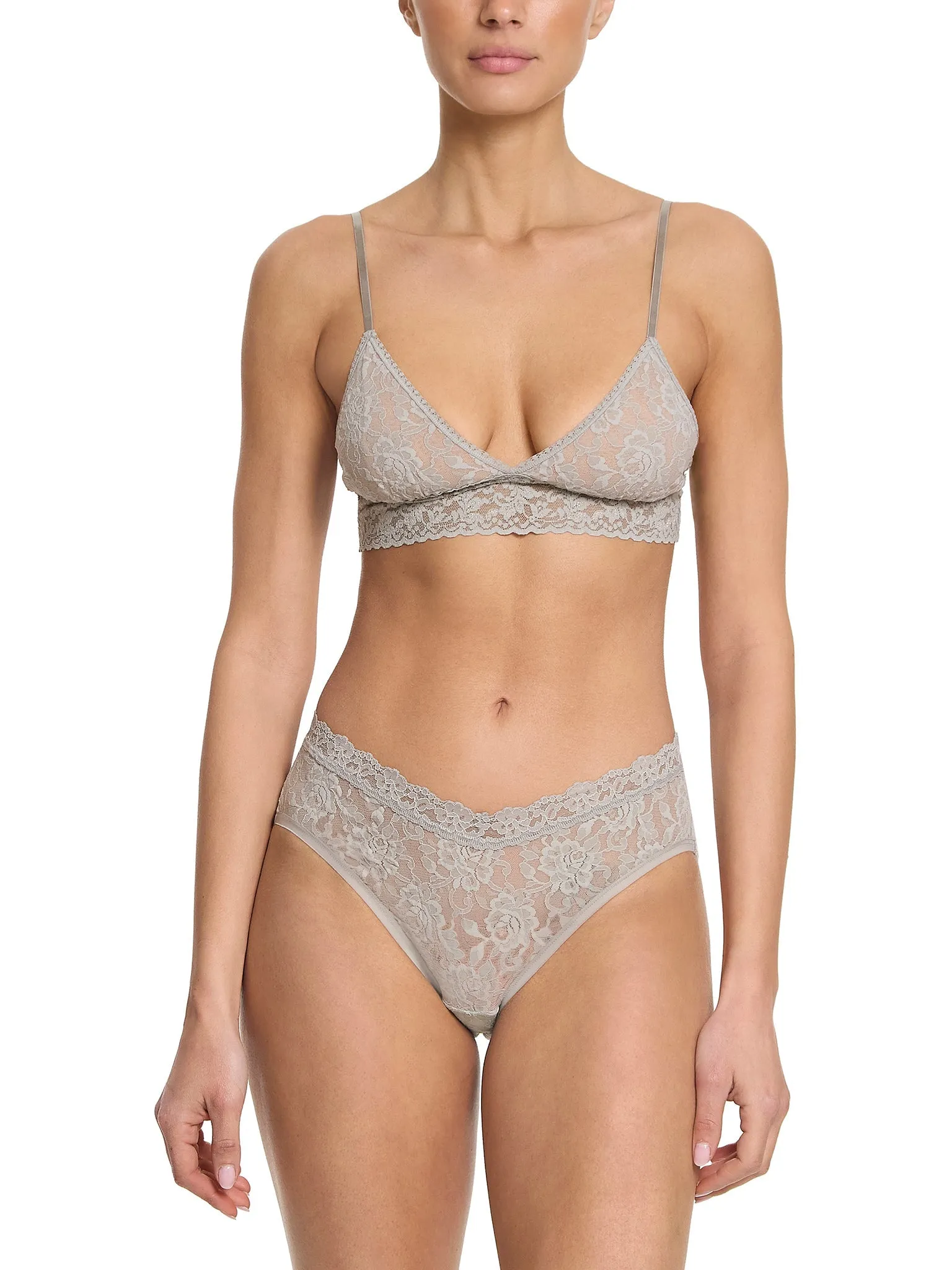Signature Lace V-Front High Cut Brief Sleep In Grey Sale