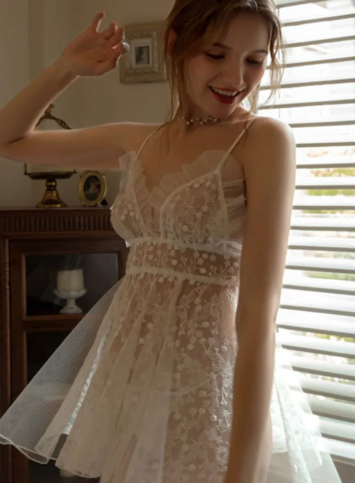 White Floral Lace Nightdress