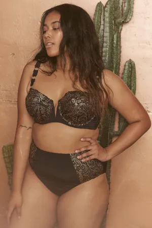Wolf & Whistle Leah Gold lace high waist bikini brief curve