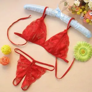 Women Lingere set Open Cup Bra Lace 2 Piece Set Crotchless Exotic Apparel Red Sexy Cupless Adult Ladies Costumes Lingere 25