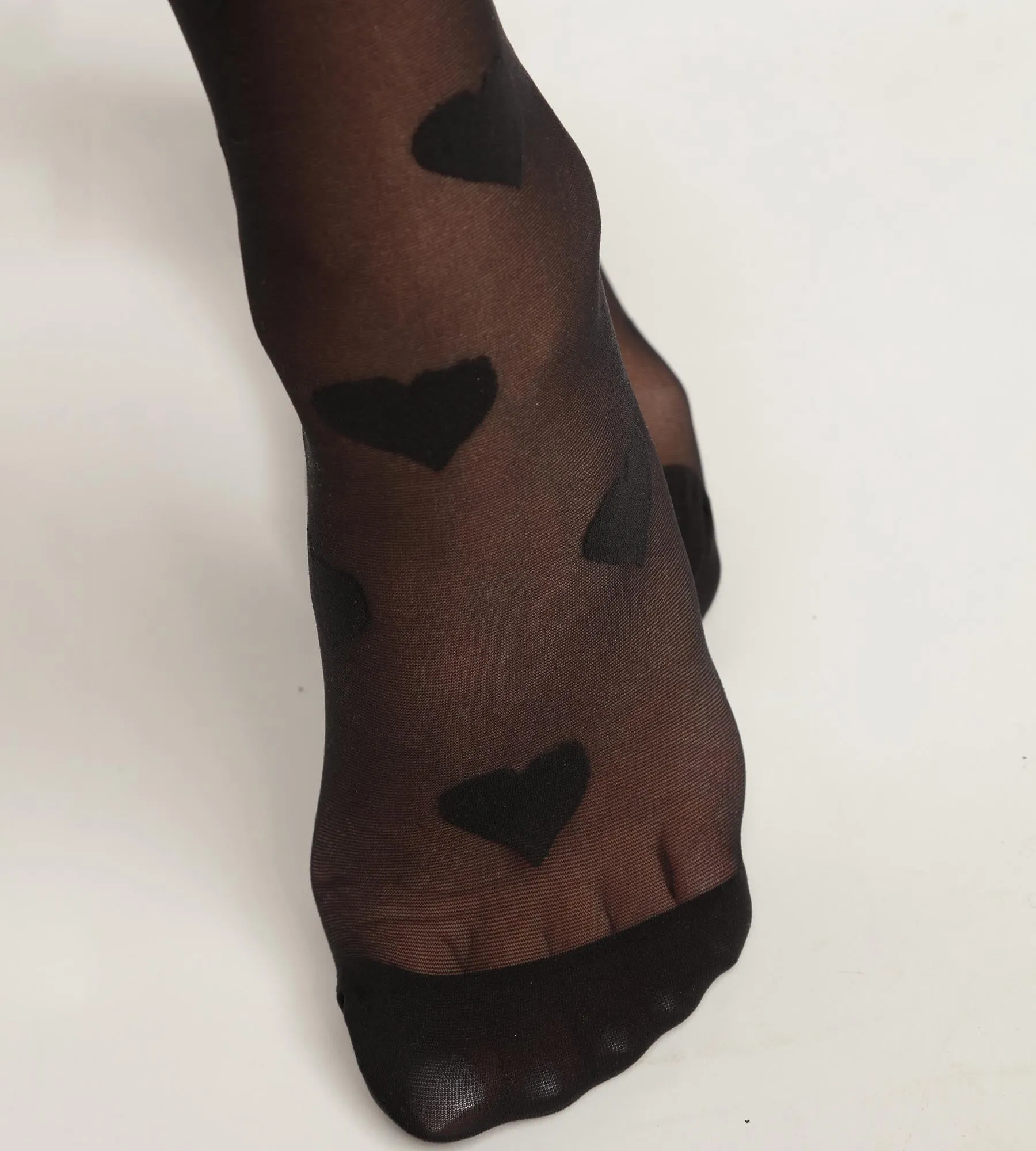 Women's black transparent voile socks with hearts Dim Style